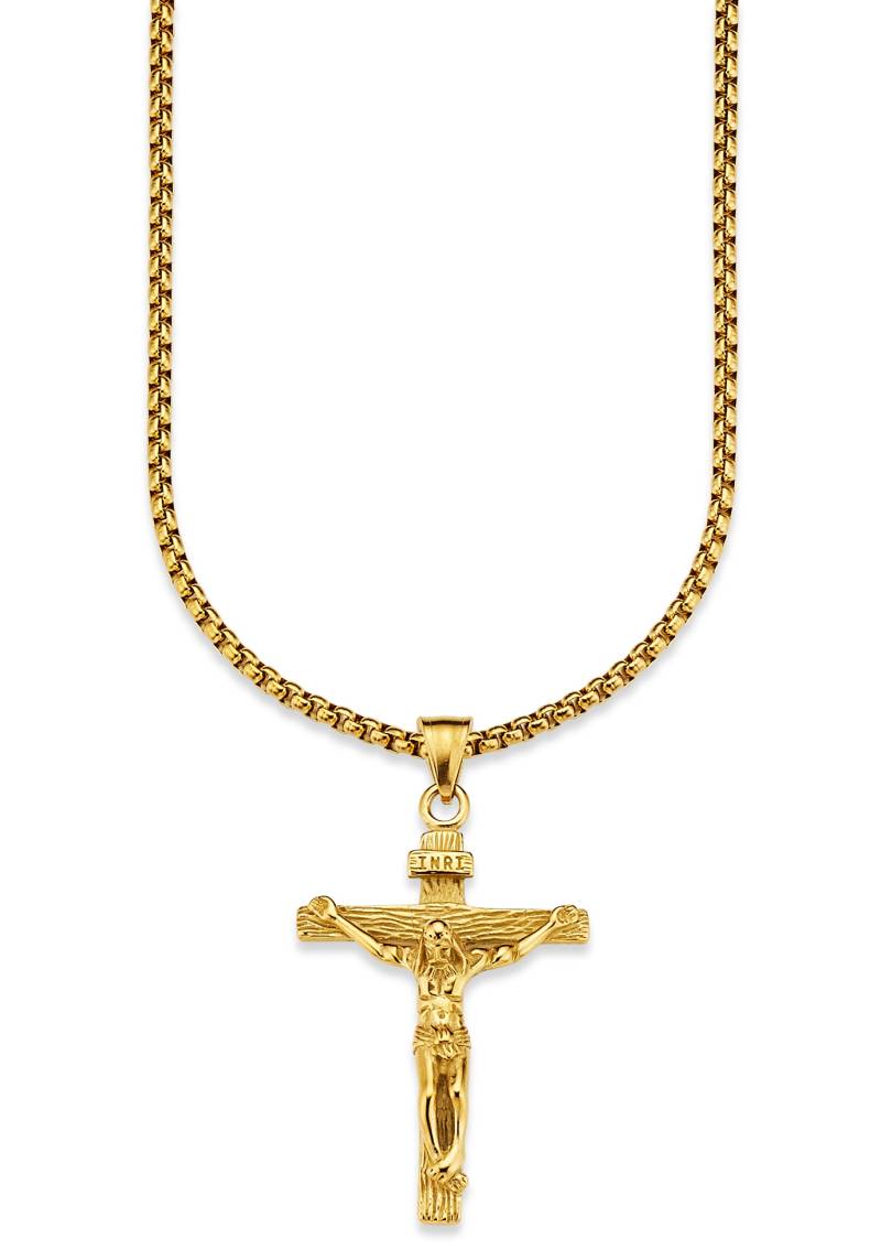 Bruno Banani Kette mit Anhänger »Schmuck Geschenk Halskette Kreuz Gravur INRI Venezianerkette« von Bruno Banani