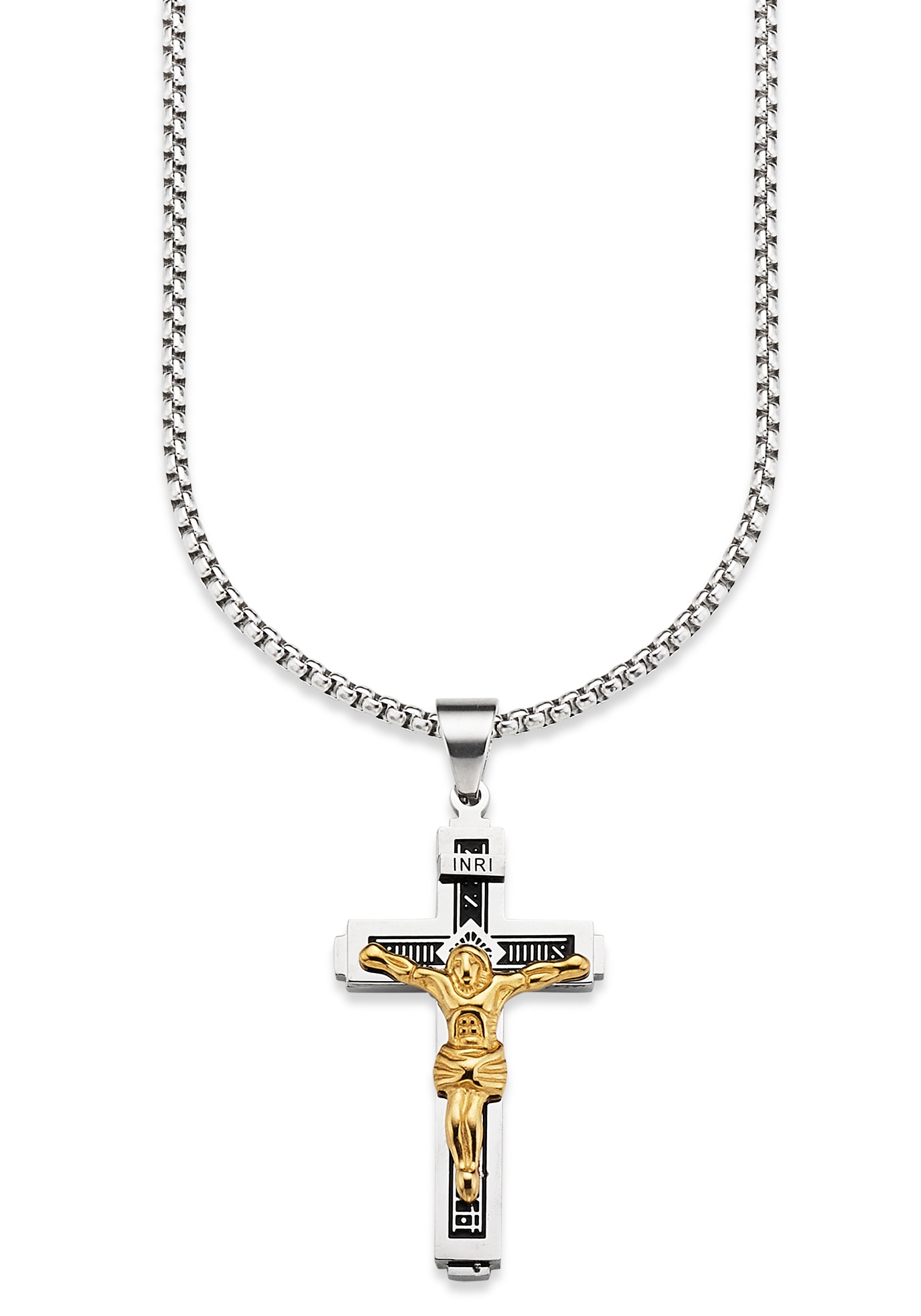 Bruno Banani Kette mit Anhänger »Schmuck Geschenk, Halskette Kreuz Venezianerkette Gravur INRI« von Bruno Banani