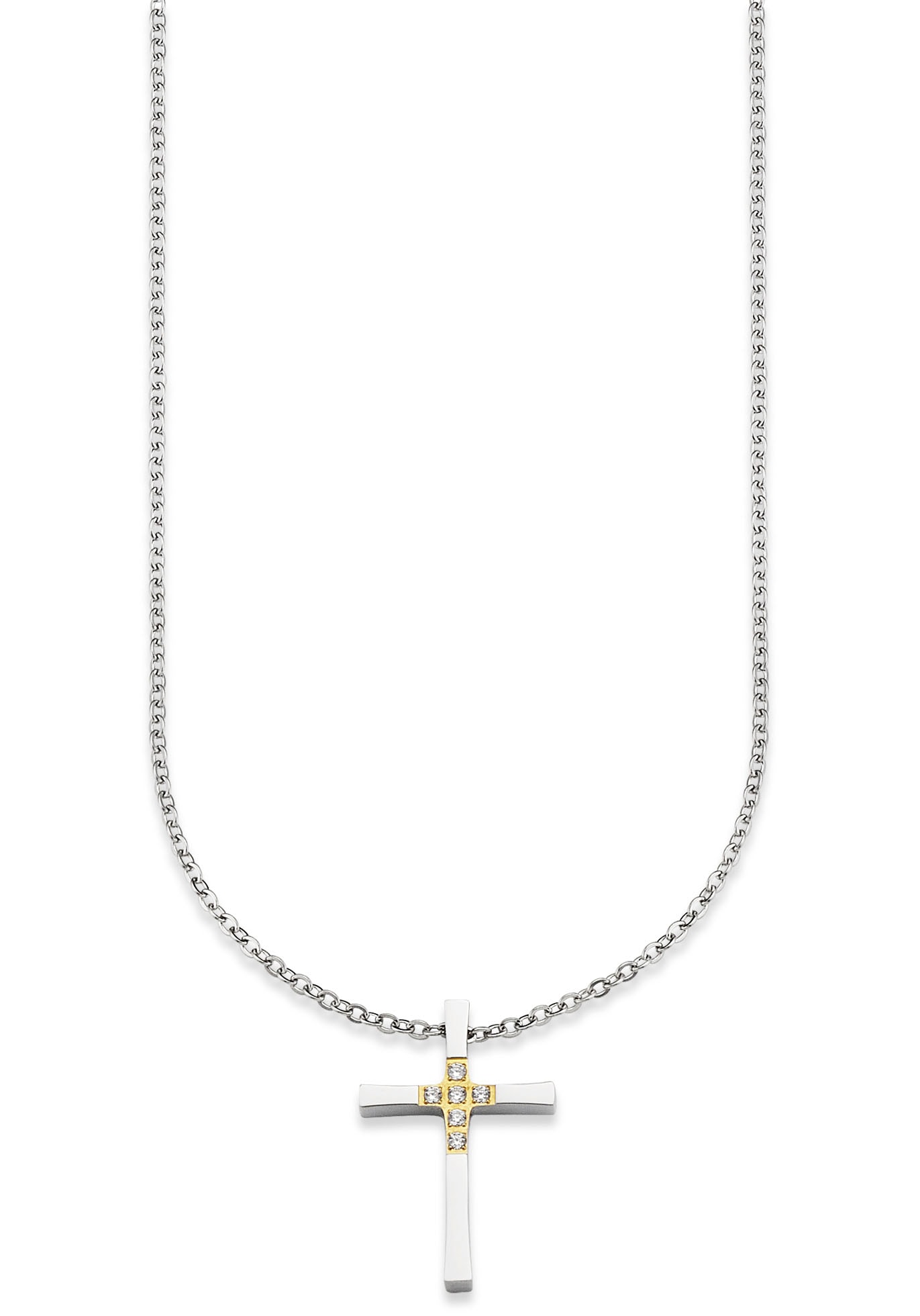 Bruno Banani Kette mit Anhänger »Schmuck Geschenk, Halskette Kreuz mit Steinen bicolor« von Bruno Banani