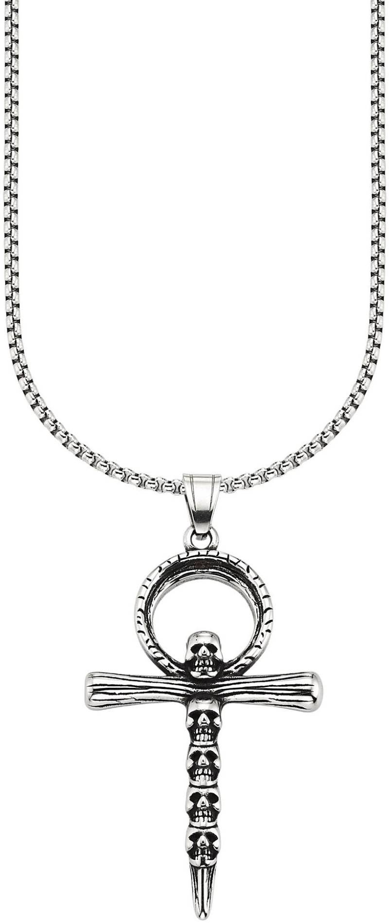 Bruno Banani Kette mit Anhänger »Schmuck Geschenk Halsschmuck Anhänger Kreuz mit Totenköpfe-Design« von Bruno Banani
