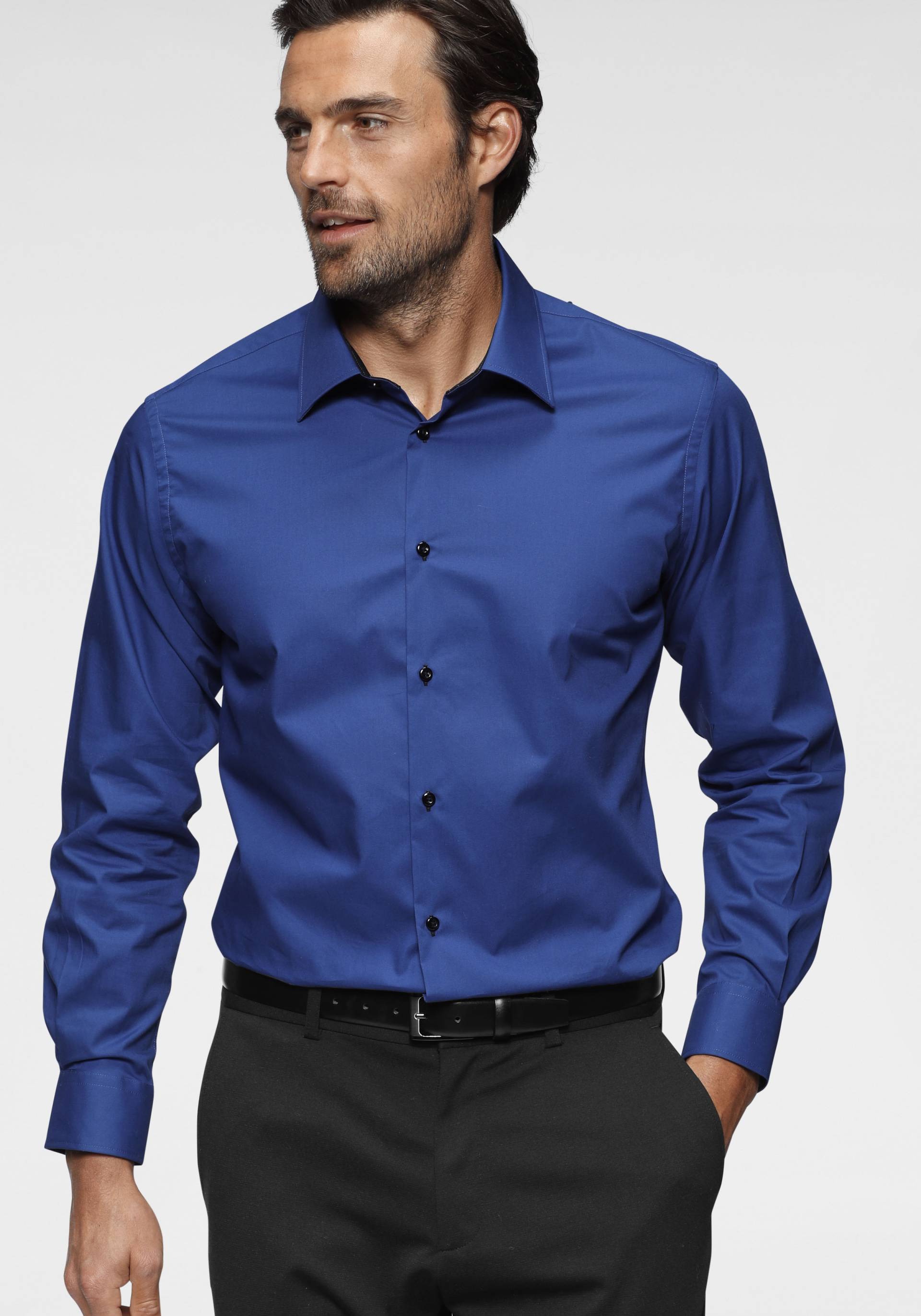 Bruno Banani Langarmhemd, Kontrastbesatz Bruno Banani Langarmhemd, Kontrastbesatz von Bruno Banani