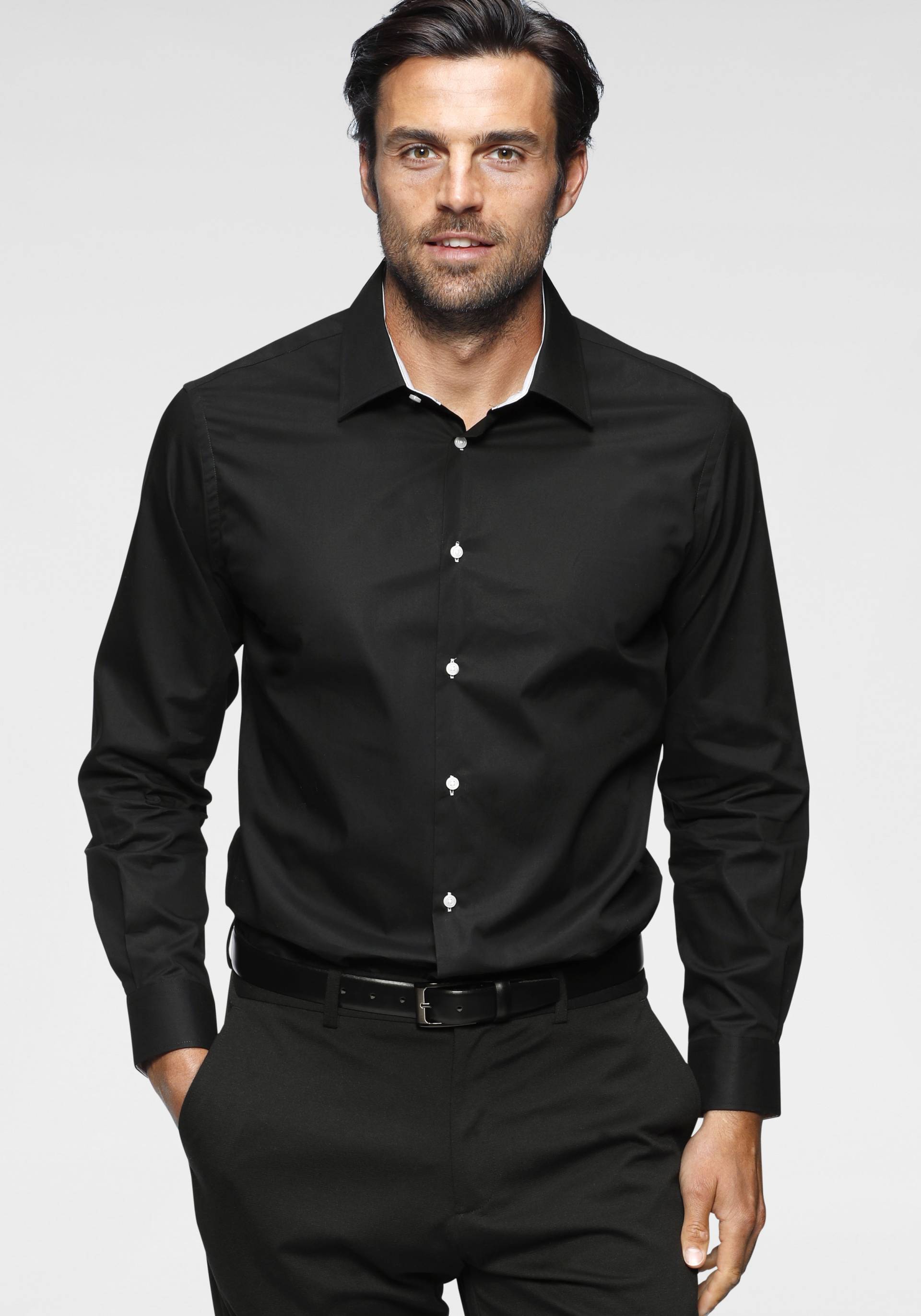 Bruno Banani Langarmhemd, Kontrastbesatz Bruno Banani Langarmhemd, Kontrastbesatz von Bruno Banani