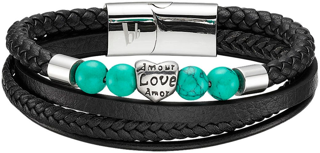 Bruno Banani Lederarmband »Schmuck Geschenk Armband Herz, B4109B/20/00/21«, mit Malachit Bruno Banani Lederarmband »Schmuck Geschenk Armband Herz, B4109B/20/00/21«, mit Malachit von Bruno Banani