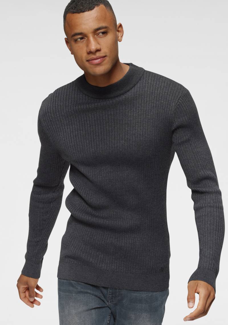 Bruno Banani Stehkragenpullover, in Rippstrickoptik von Bruno Banani