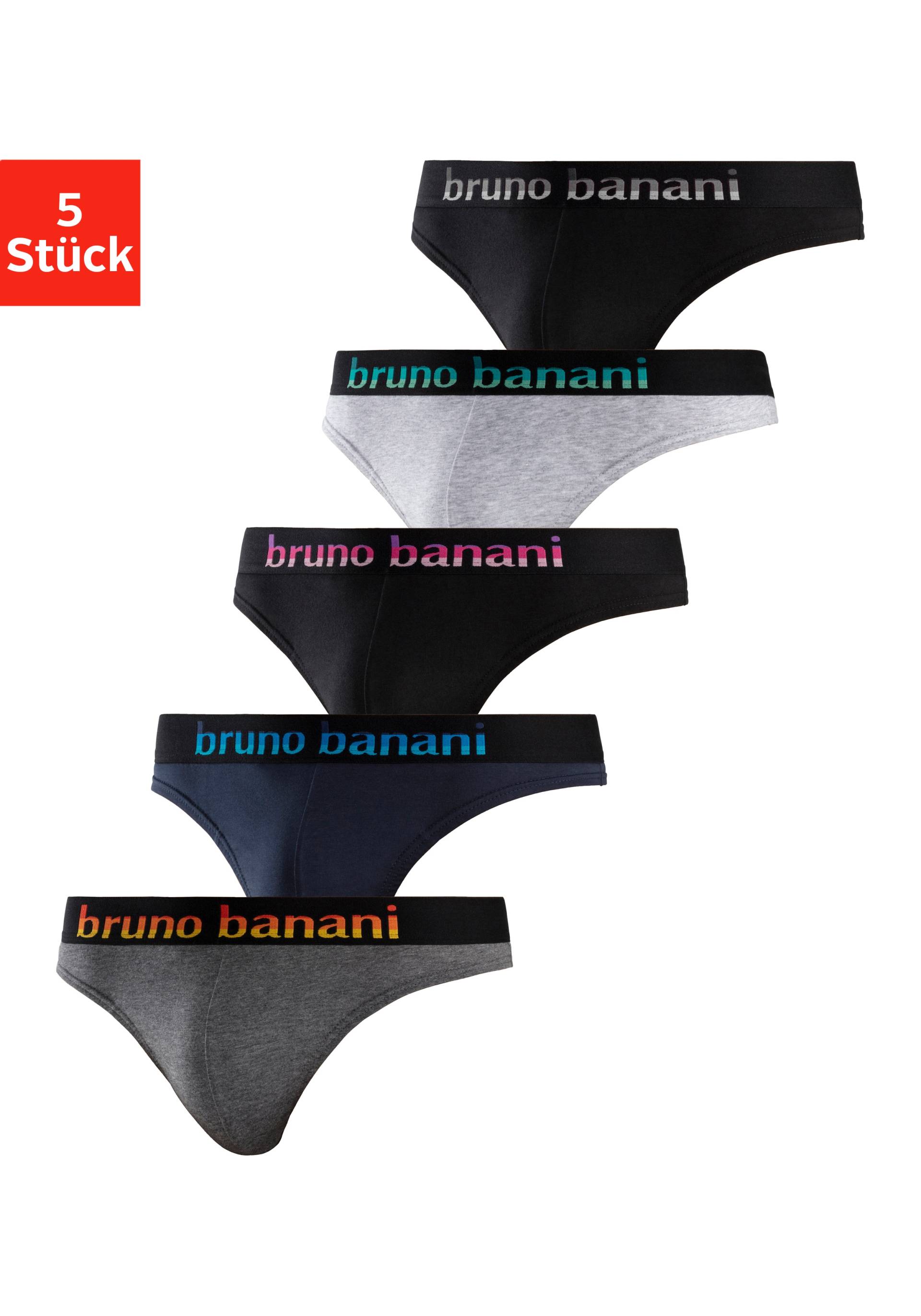 Bruno Banani String, (Packung, 5 St.), mit Streifen Logo Webbund von Bruno Banani