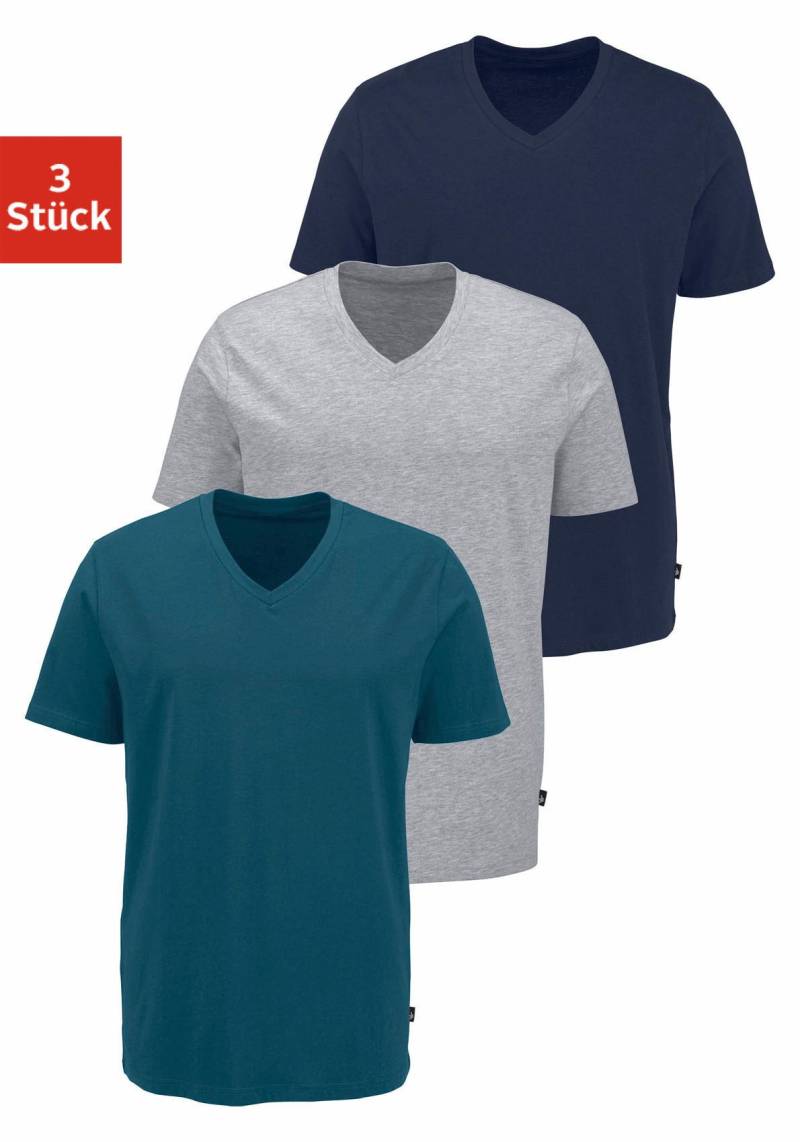 Bruno Banani T-Shirt, (3 tlg., 3er-Pack), mit V-Ausschnitt, perfekte Passform, aus elastischer Baumwolle von Bruno Banani