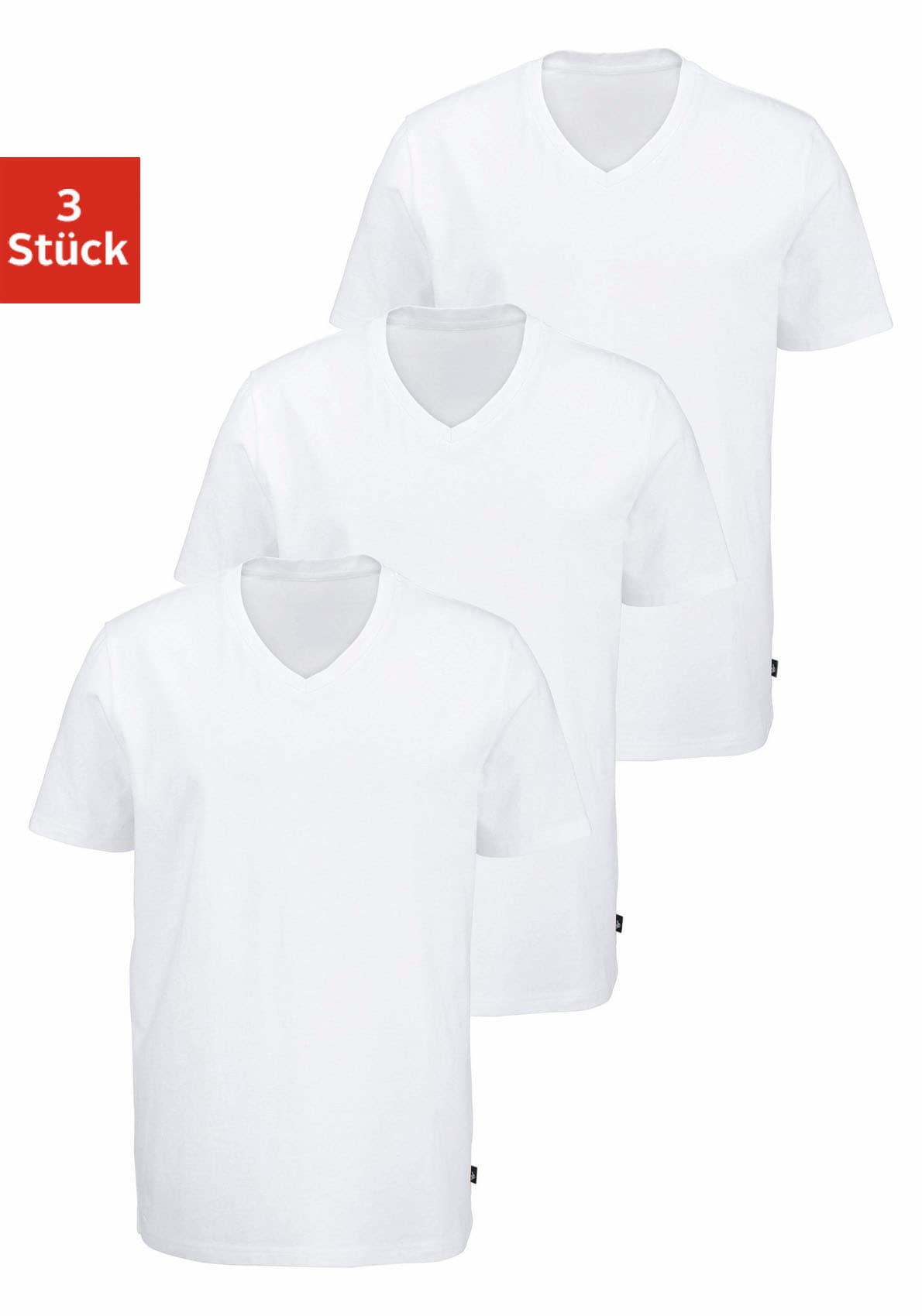 Bruno Banani T-Shirt, (3 tlg., 3er-Pack), mit V-Ausschnitt, perfekte Passform, aus elastischer Baumwolle von Bruno Banani