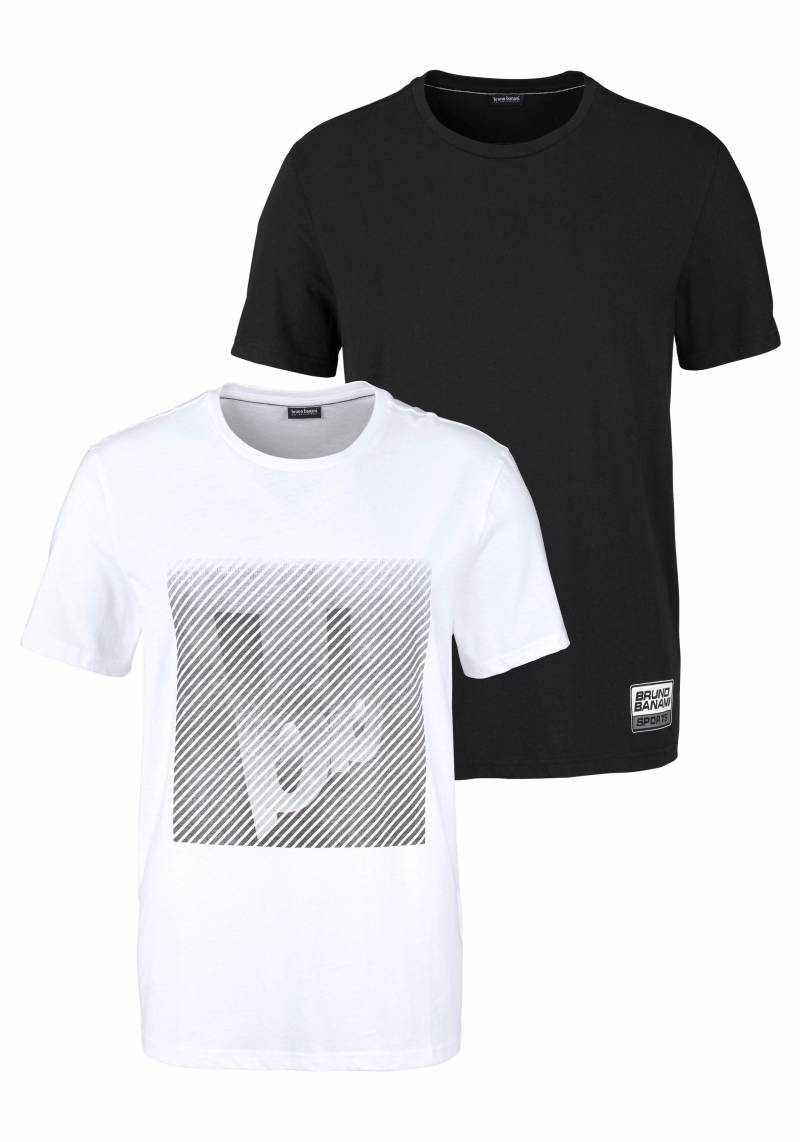 Bruno Banani T-Shirt, (Spar-Set, 2er-Pack), Kurzarm, schmal geschnitten, aus Single Jersey von Bruno Banani