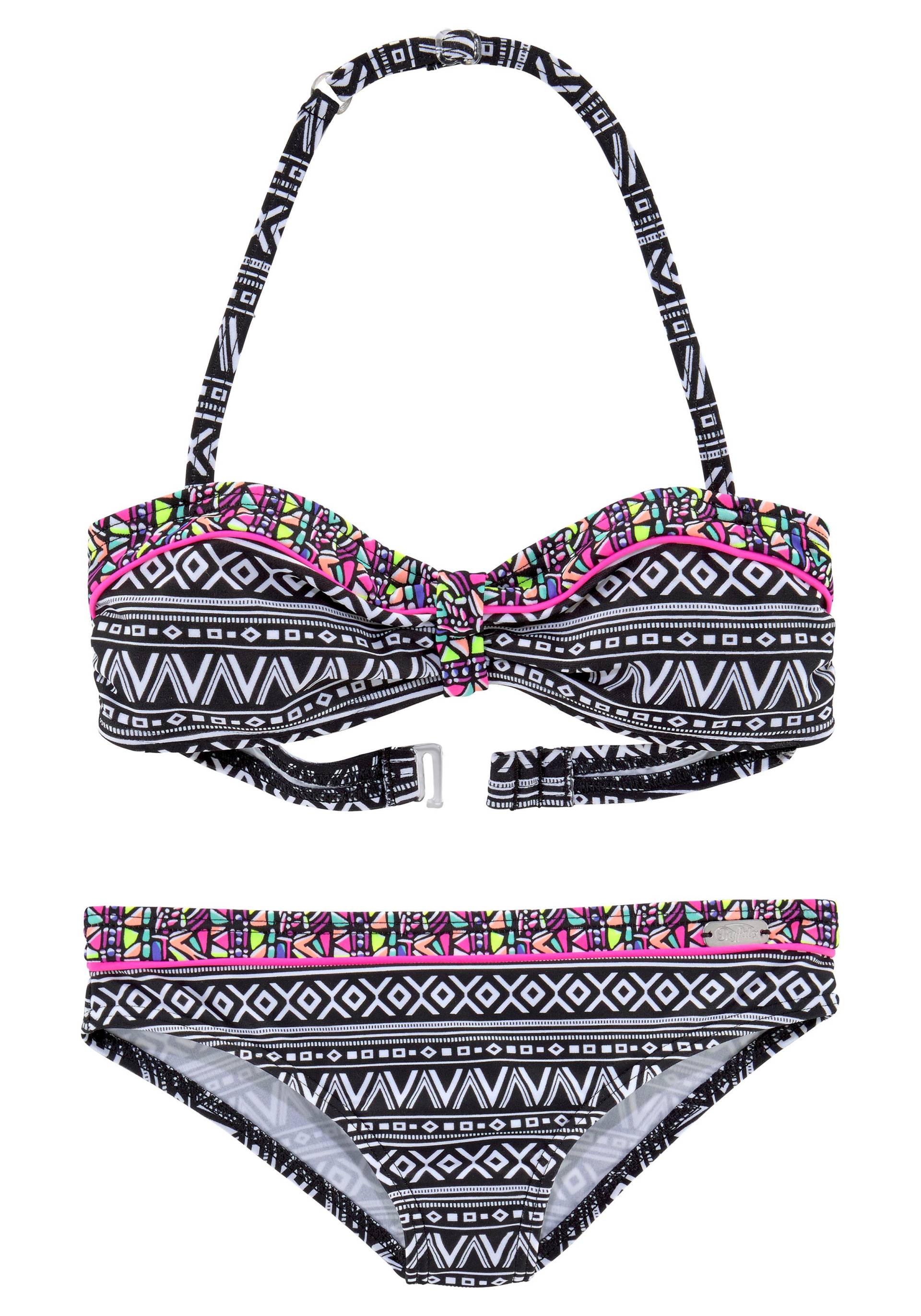 Buffalo Bandeau-Bikini, mit Ethnodruck und Kontrastdetails von Buffalo