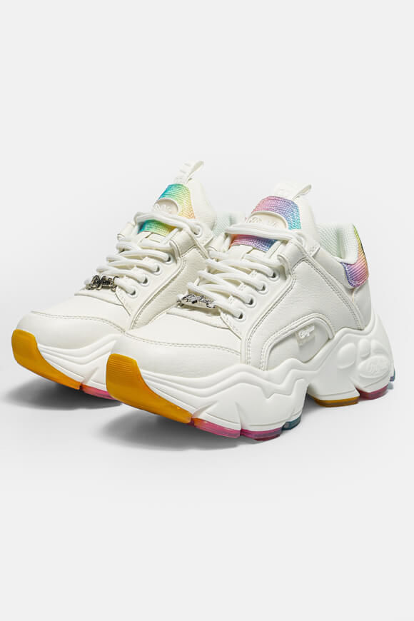 Buffalo Binary C Plateau Sneaker | Offwhite + Rainbow | Damen  | EU36 von Buffalo