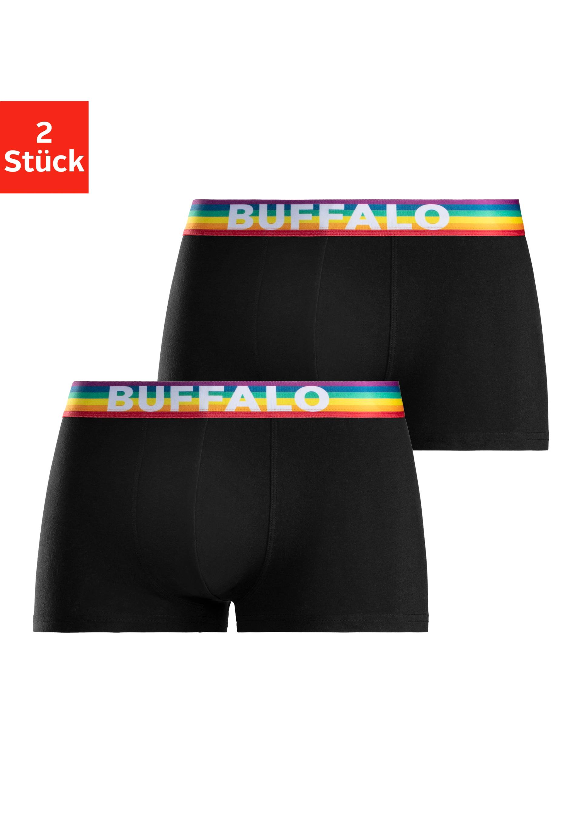 Buffalo Boxershorts »PRIDE«, (Packung, 2 St.), in Hipster-Form mit Webbund in Regenbogenfarben von Buffalo