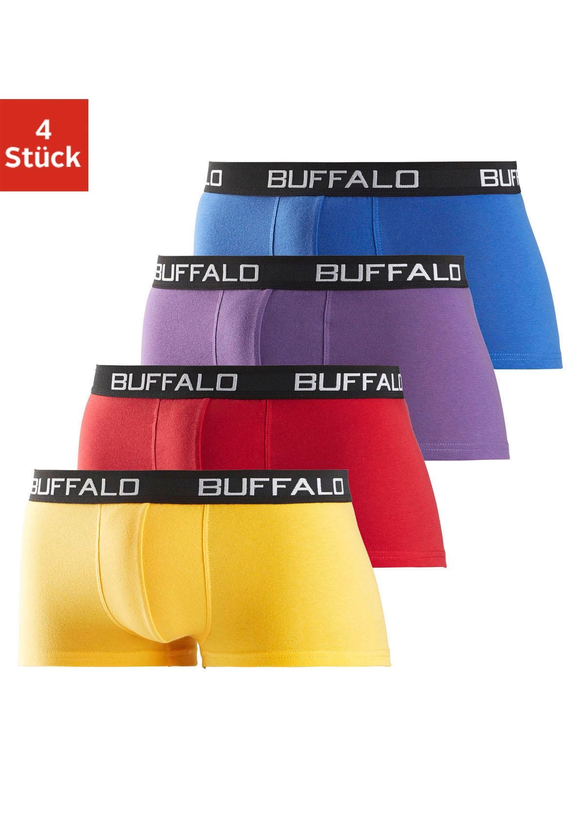 Buffalo Boxershorts, (Packung, 4 St.), in Hipster-Form mit Kontrastbund von Buffalo