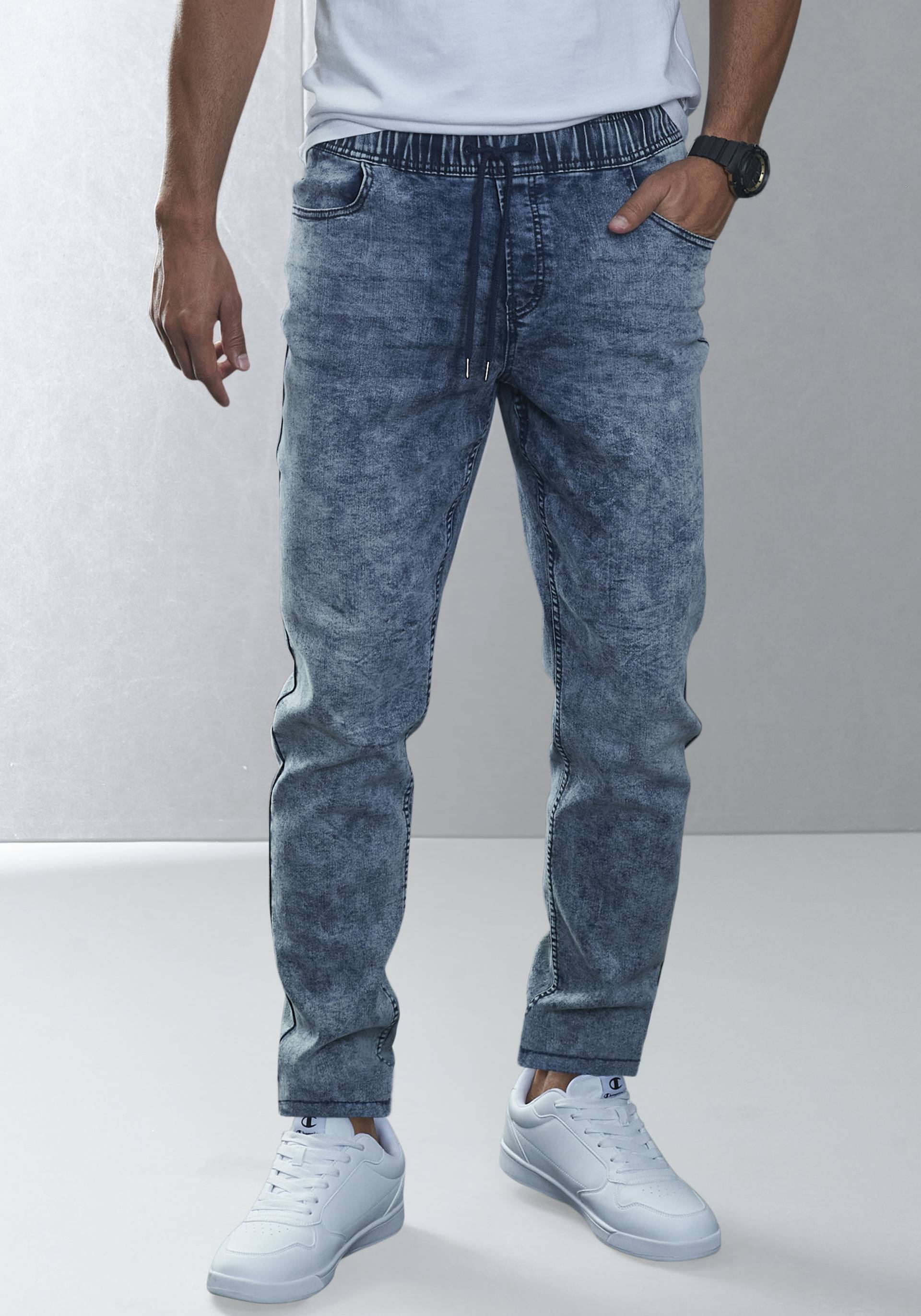 Buffalo Schlupfjeans, Jogg Pants mit Bindeband aus elastischer Denim-Qualität von Buffalo