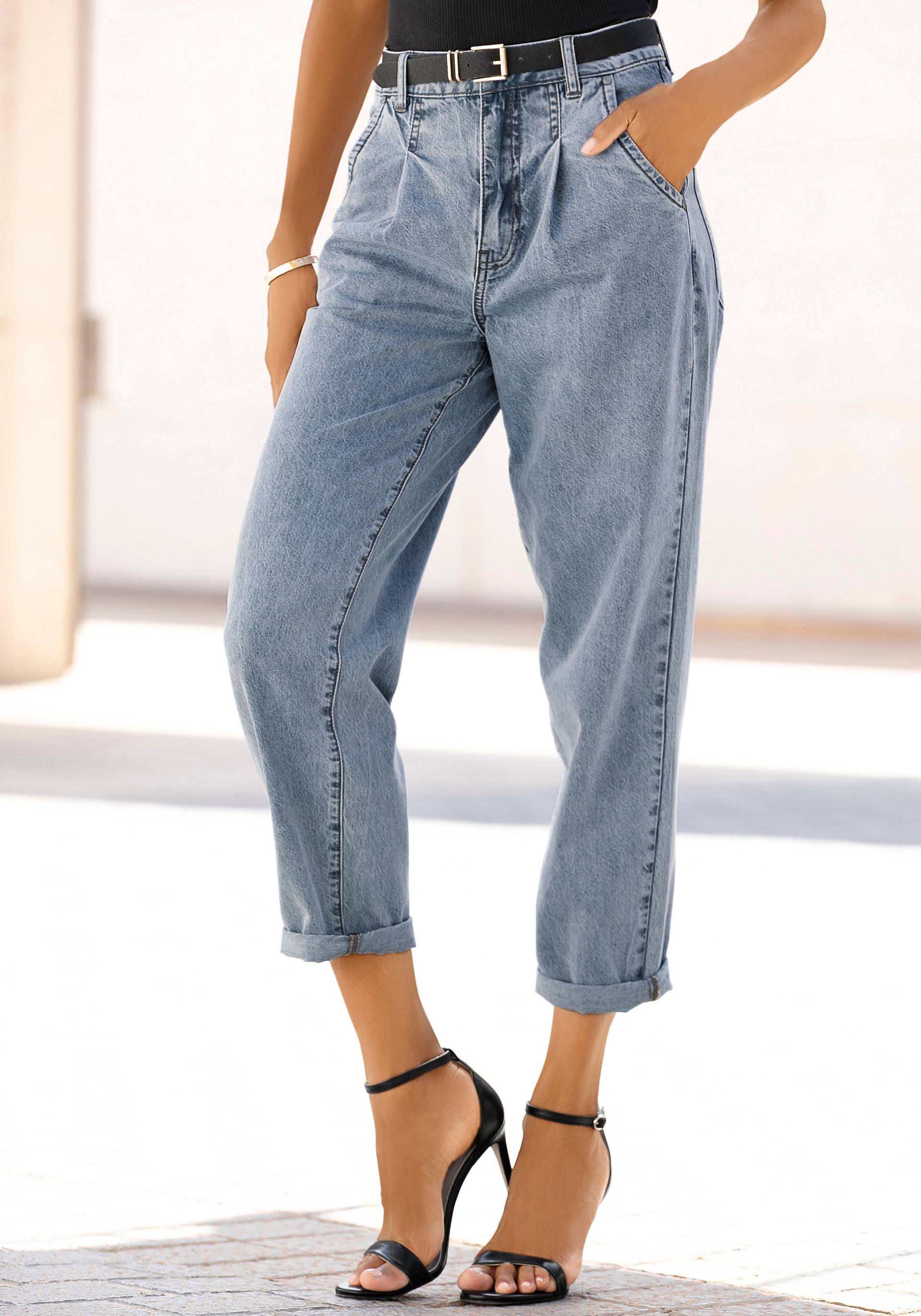 Buffalo Relax-fit-Jeans, in High-waist-Form mit Bundfalten, Crop-Design von Buffalo