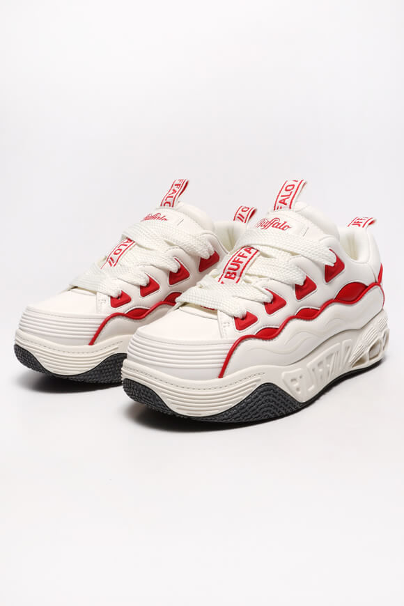 Buffalo Vegan Hero Skate Plateau Sneaker | White + Red | Damen  | EU39 von Buffalo