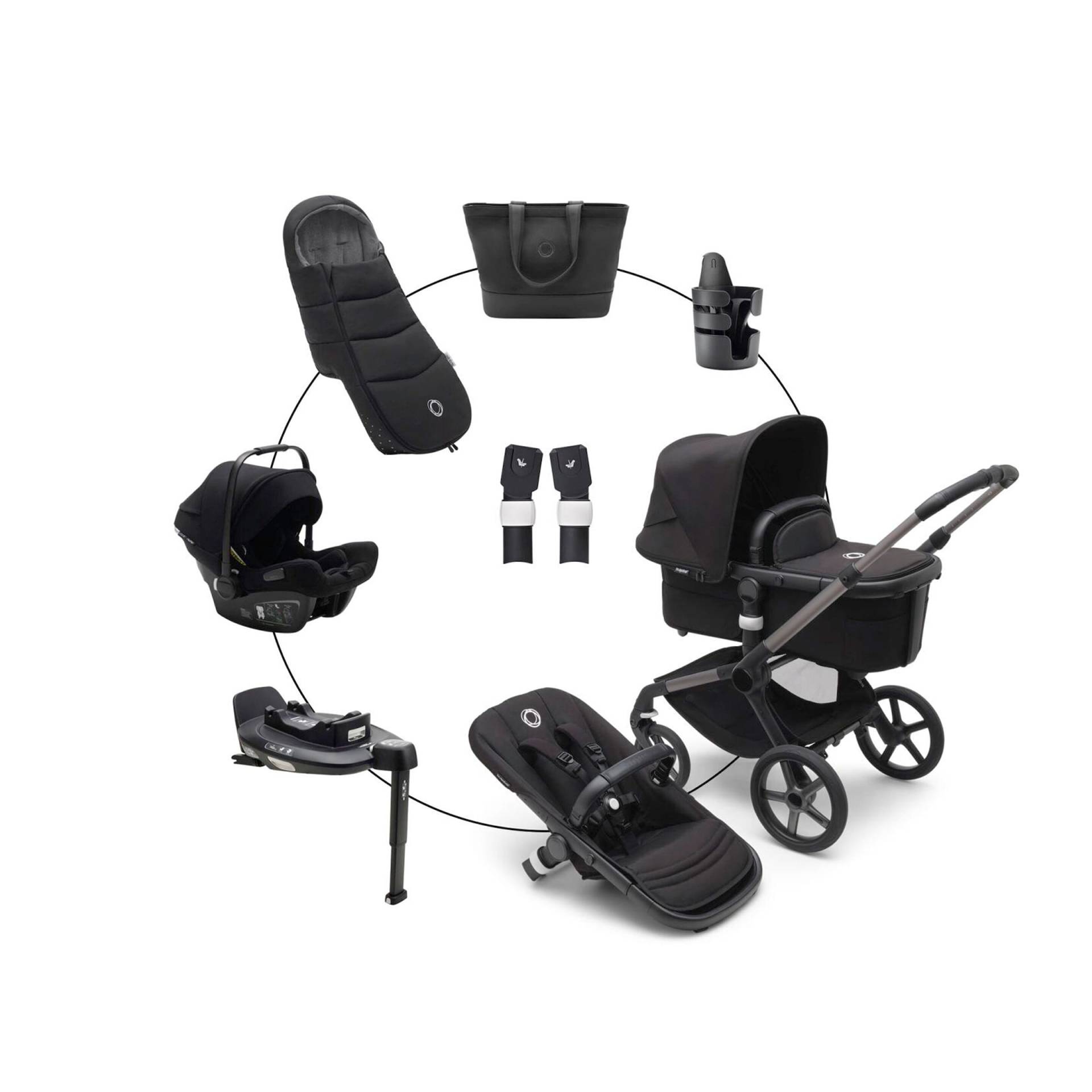 Kombikinderwagen Komplett-Set inkl. Babyschale Turtle Air i-Size, Isofix-Basis 360, Fußsack und Wickeltasche von Bugaboo