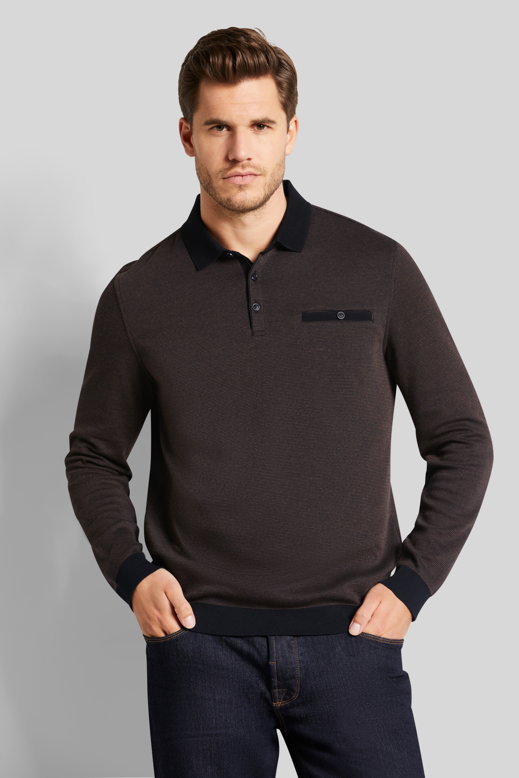 bugatti Langarm-Poloshirt von Bugatti