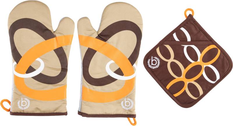 bugatti Topfhandschuhe »Ellipse«, (Set, 3 tlg., bestehend aus 2x Ofenhandschuh, 1x Topflappen) von Bugatti