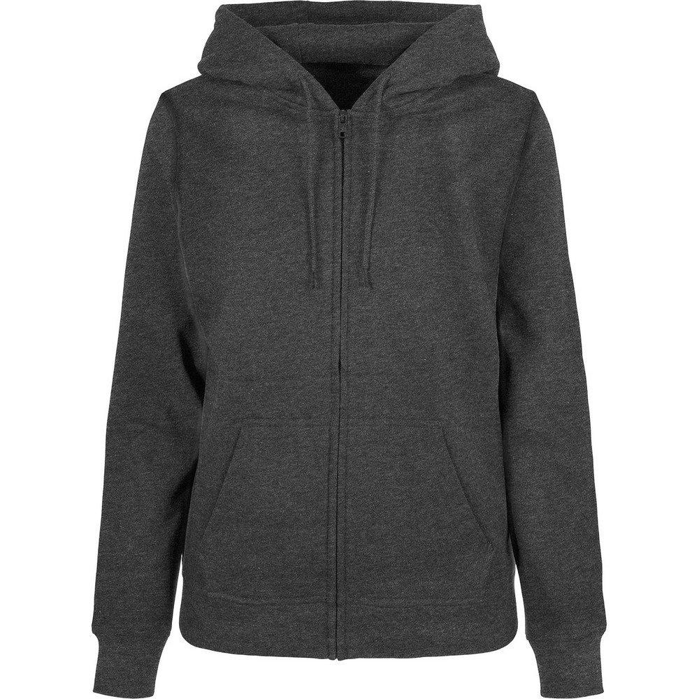 Basic Hoodie Mit Durchgehendem Reißverschluss Damen Charcoal Black 36 von Build Your Own