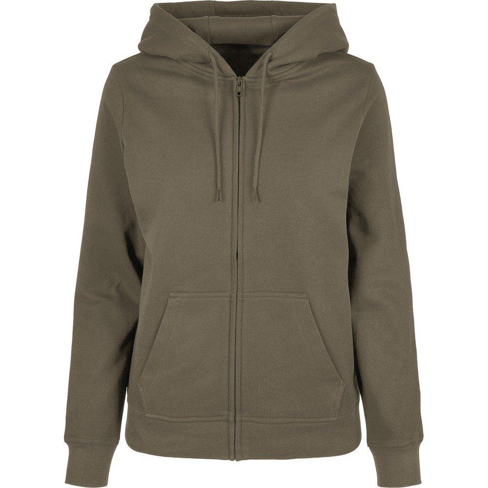 Basic Hoodie Mit Durchgehendem Reißverschluss Damen Olivegrün 42 von Build Your Own