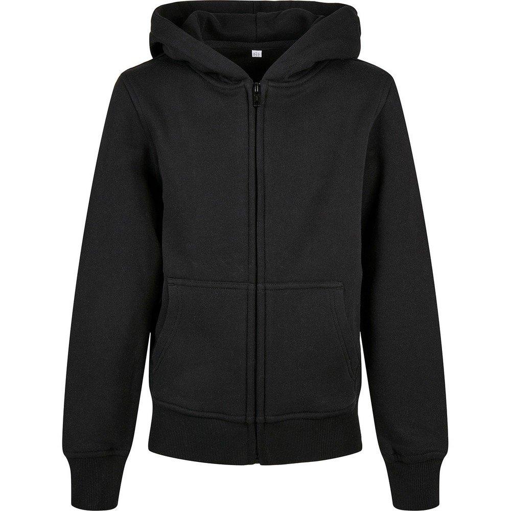 Basic Hoodie Mit Durchgehendem Reißverschluss Mädchen Schwarz 116 von Build Your Own