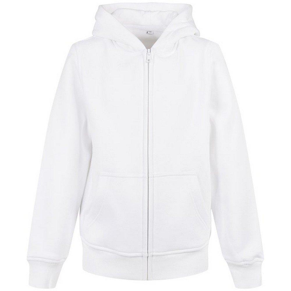 Basic Hoodie Mit Durchgehendem Reißverschluss Mädchen Weiss 128 von Build Your Own