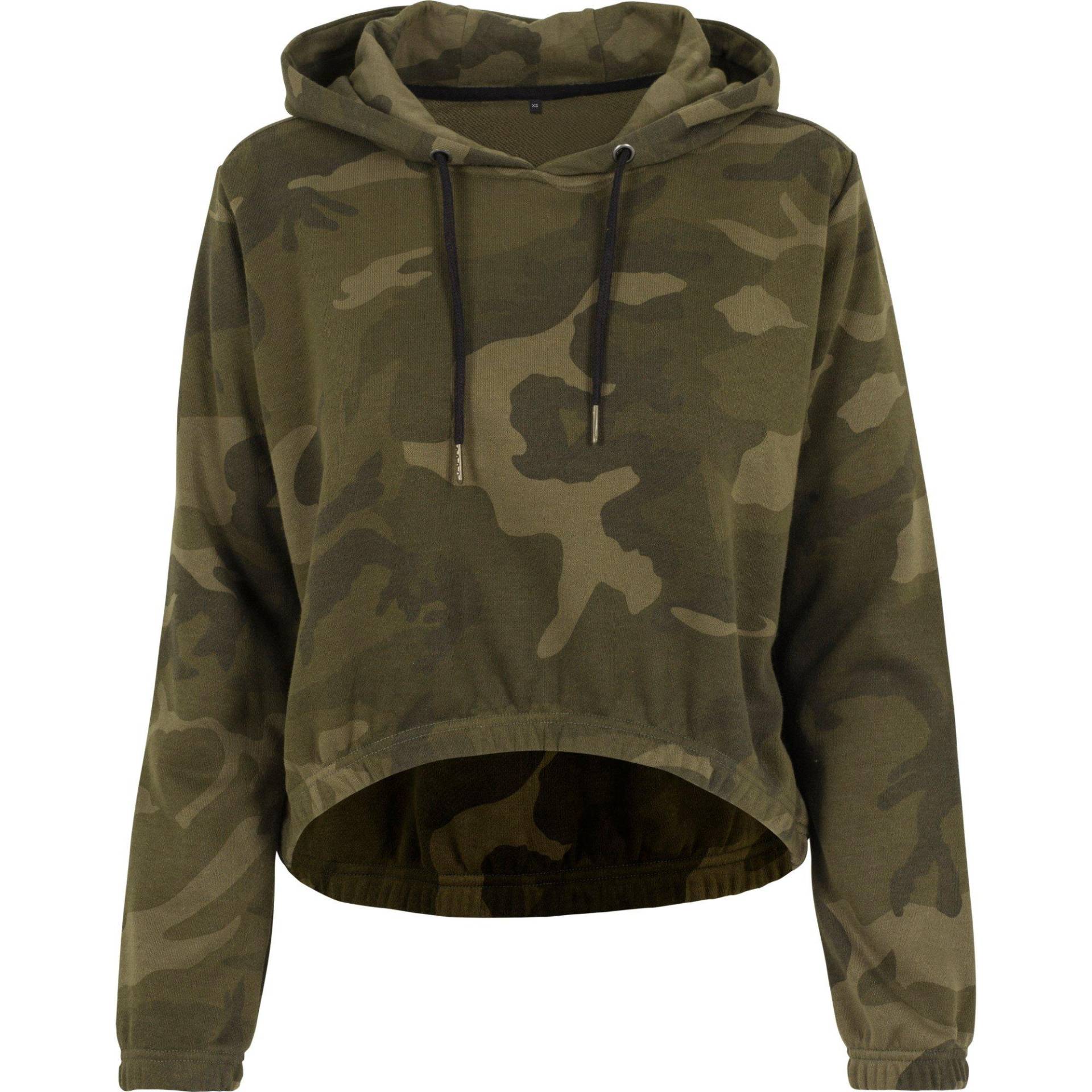 Camo Cropkapuzenpullover Damen Olivegrün XS von Build Your Own