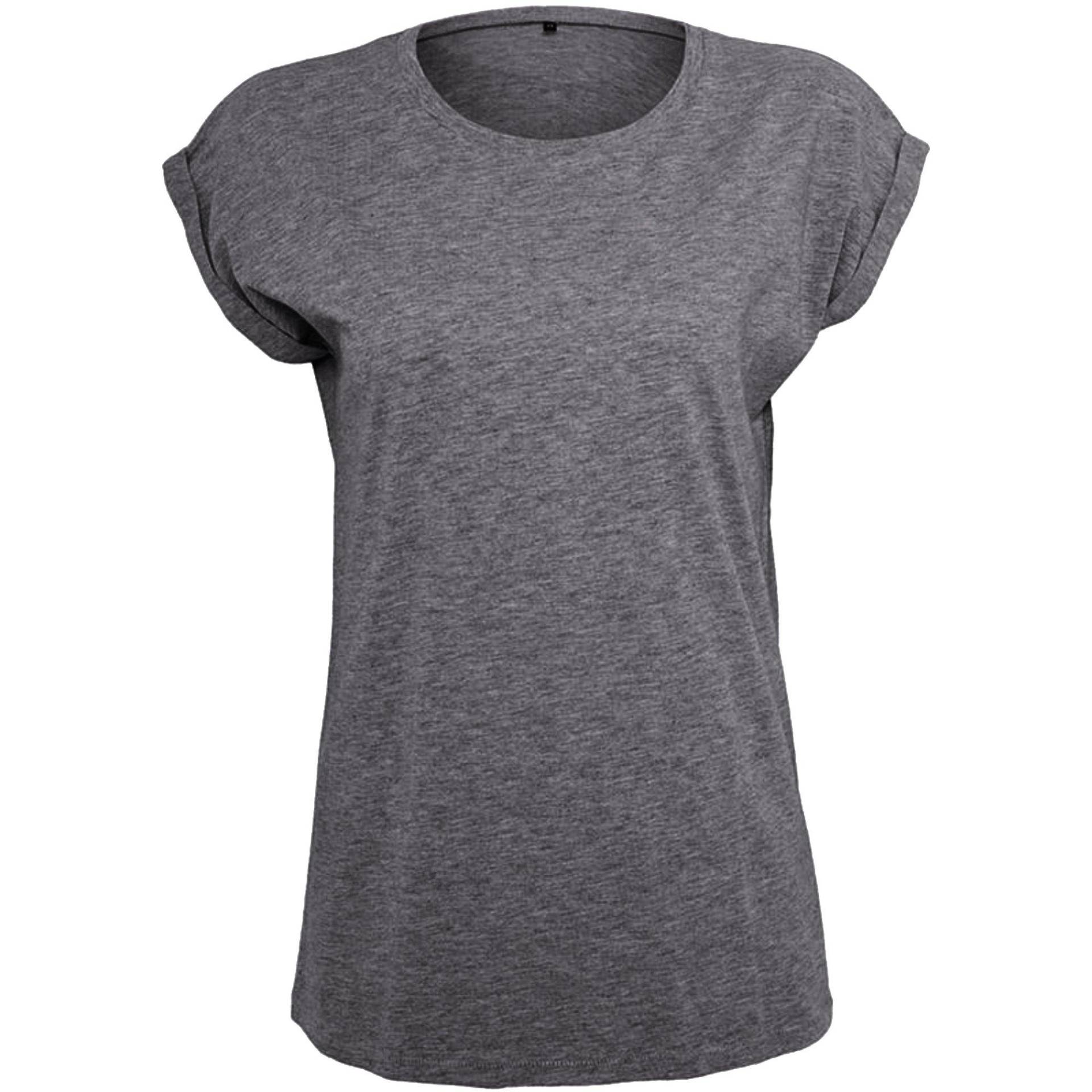 Dame Verlängerte Schulter Tshirt Damen Charcoal Black L von Build Your Own