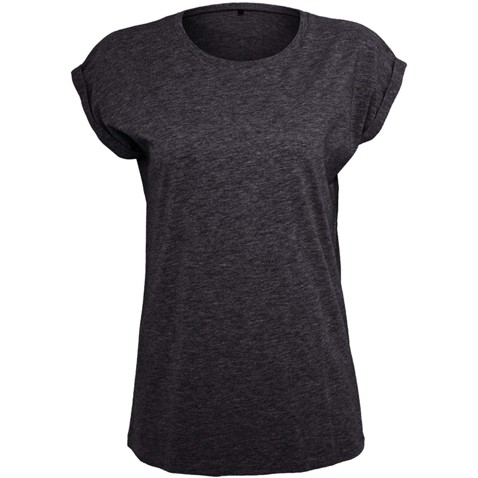 Dame Verlängerte Schulter Tshirt Damen Schwarz XL von Build Your Own