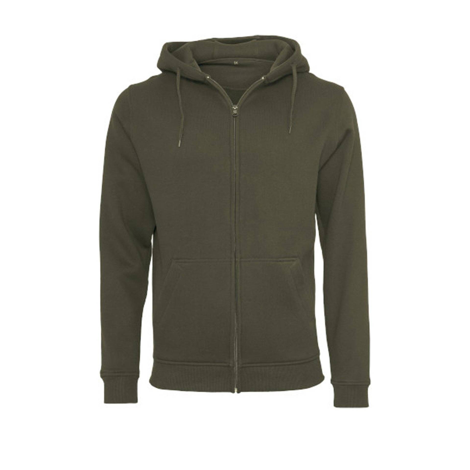 Hoodie Mit Durchgehendem Reißverschluss Herren Olivegrün XL von Build Your Own