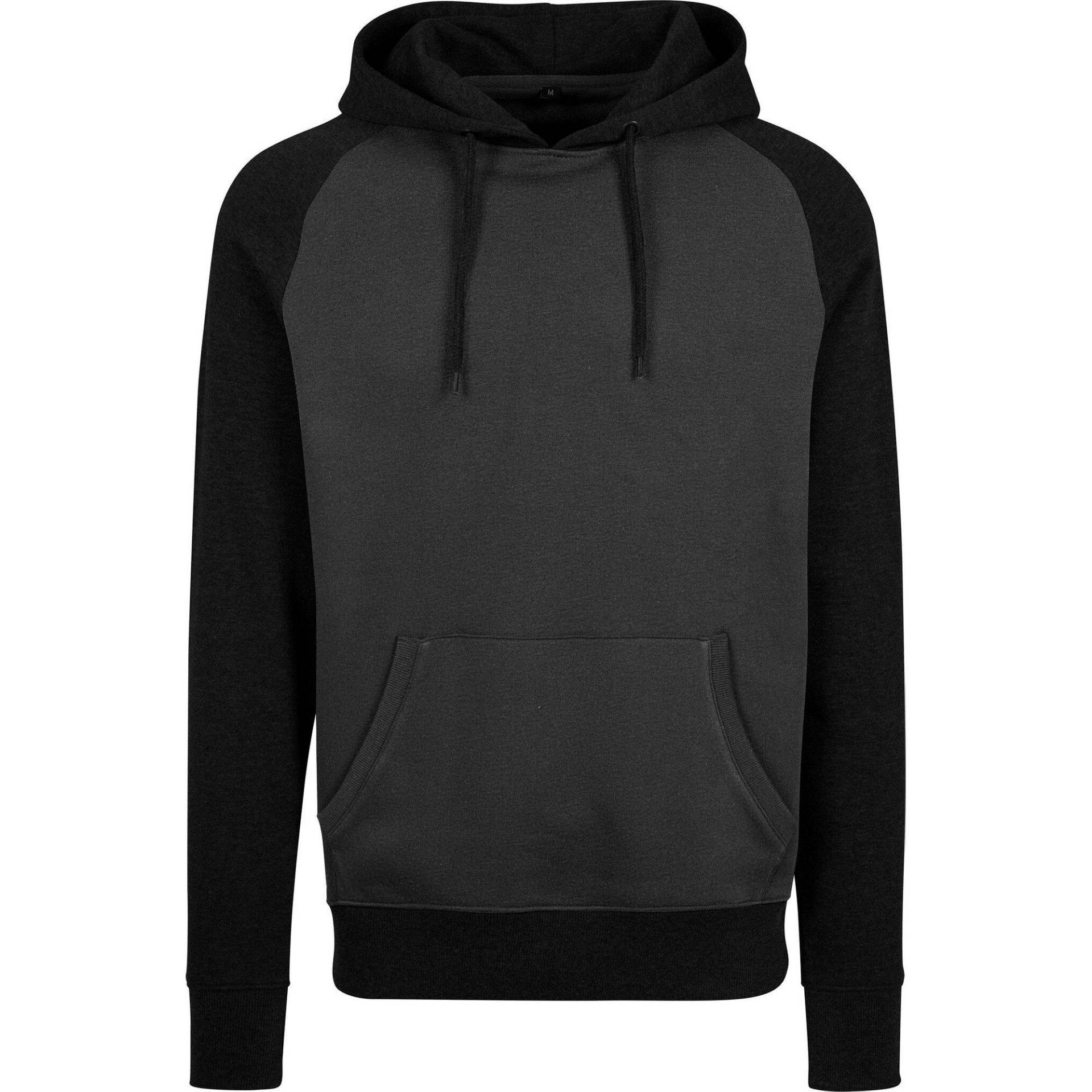 Raglan Kapuzenpullover Herren Charcoal Black S von Build Your Own