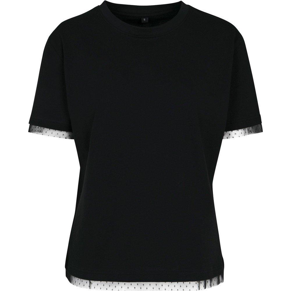 Tshirt Spitzendetail Damen Schwarz XS von Build Your Own