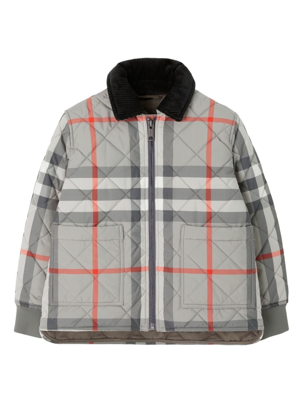 Burberry Kids Check-pattern diamond-quilted jacket - Grey von Burberry Kids