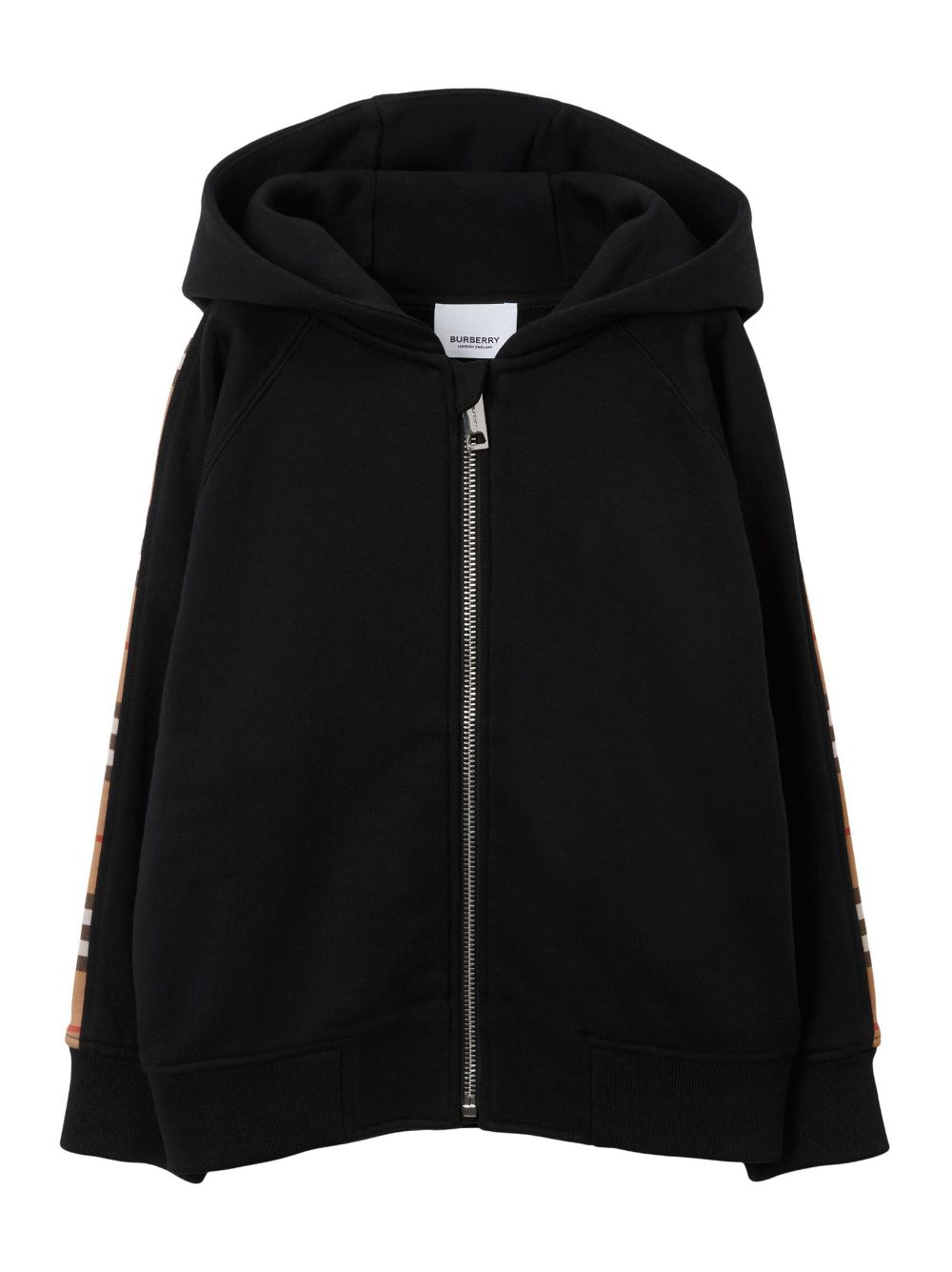 Burberry Kids Check stripe zipped hoodie - Black von Burberry Kids