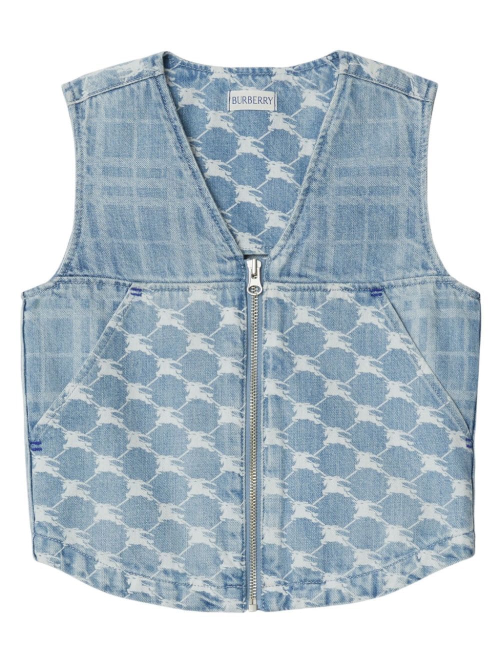 Burberry Kids Equestrian Knight denim gilet - Blue von Burberry Kids