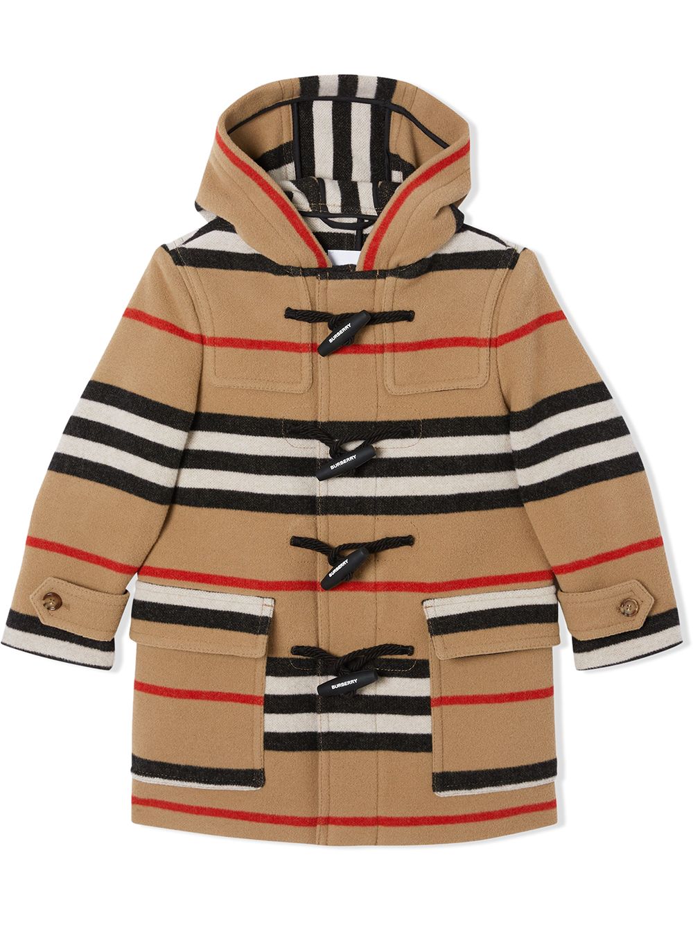 Burberry Kids Icon Stripe duffle coat - Neutrals von Burberry Kids