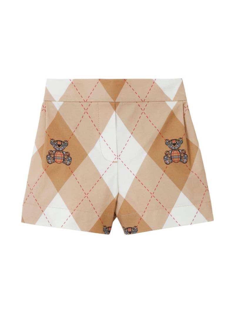 Burberry Kids Thomas Bear argyle-print cotton shorts - Neutrals von Burberry Kids