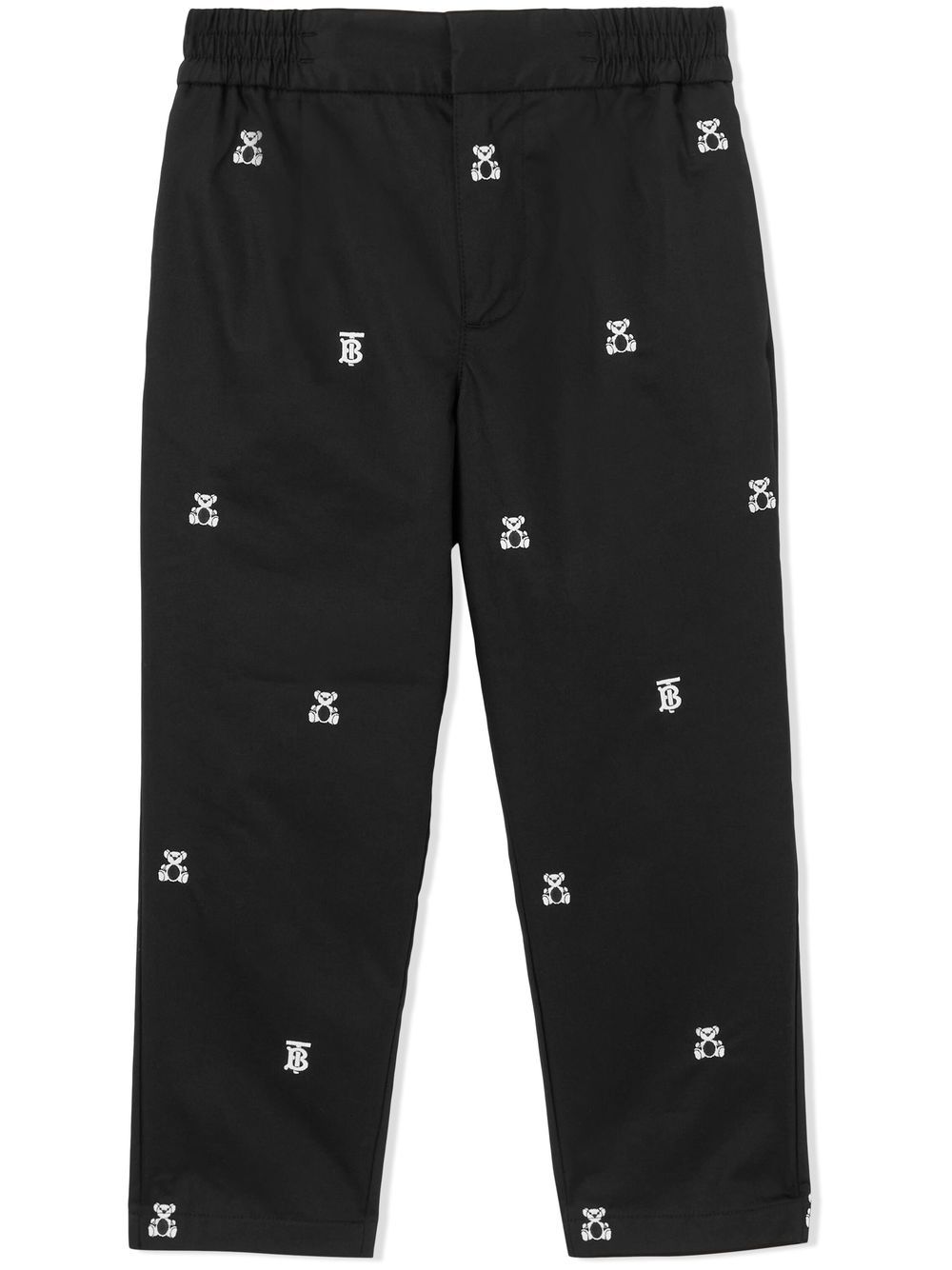 Burberry Kids Thomas Bear embroidered straight-leg trousers - Black von Burberry Kids