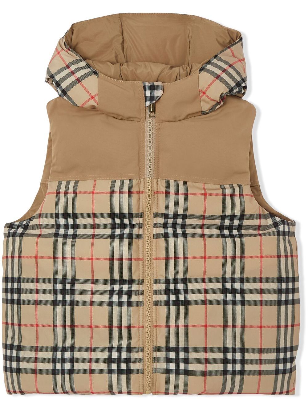 Burberry Kids Vintage Check reversible hooded gilet - Neutrals von Burberry Kids