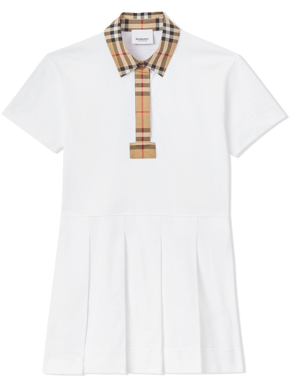 Burberry Kids Vintage Check trim piqué polo shirtdress - White von Burberry Kids