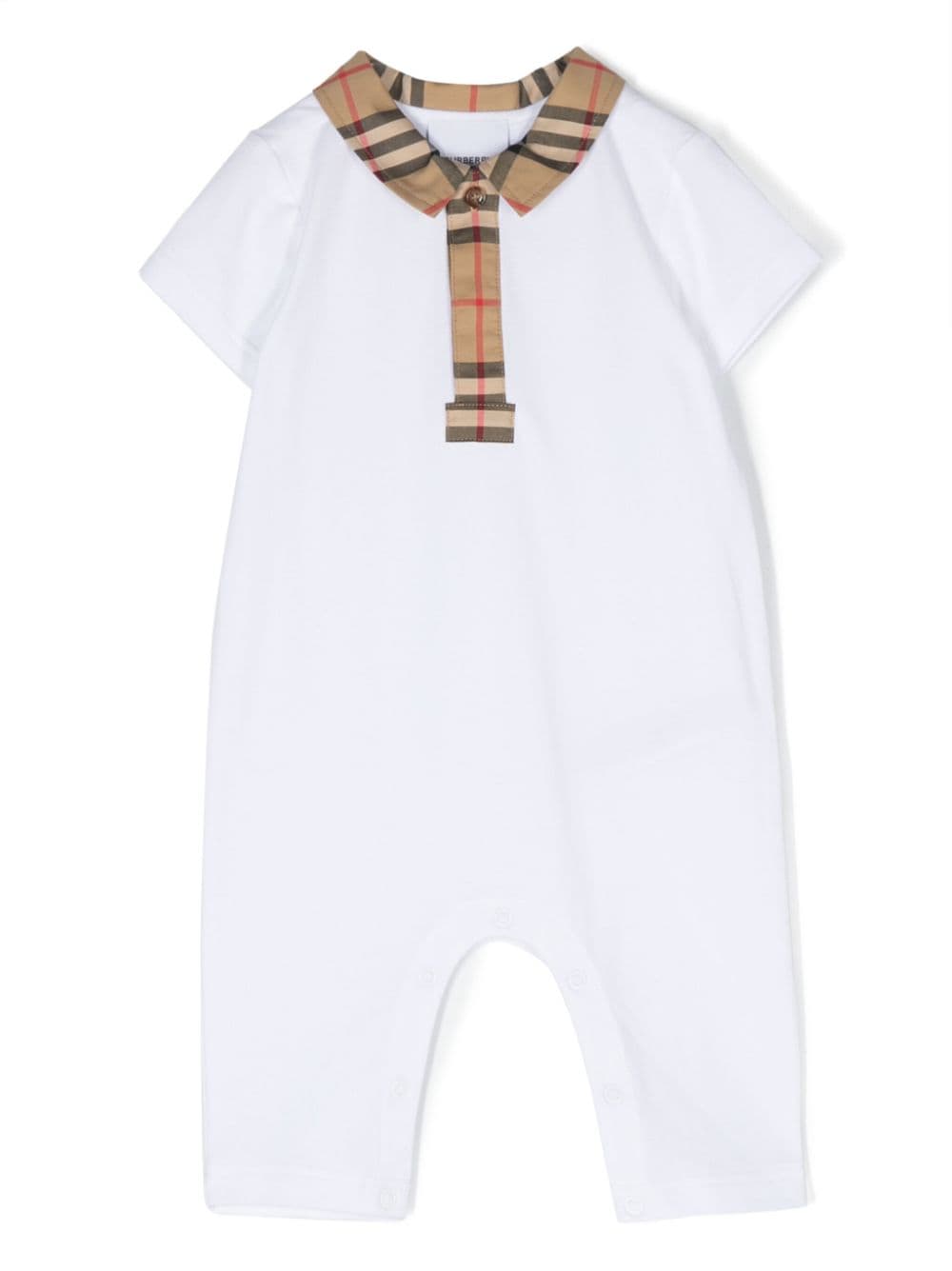 Burberry Kids Vintage-check trim romper - White von Burberry Kids