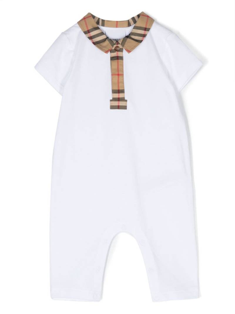 Burberry Kids Vintage-check trim romper - White von Burberry Kids