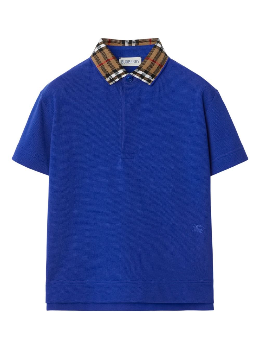 Burberry Kids check-collar cotton polo shirt - Blue von Burberry Kids