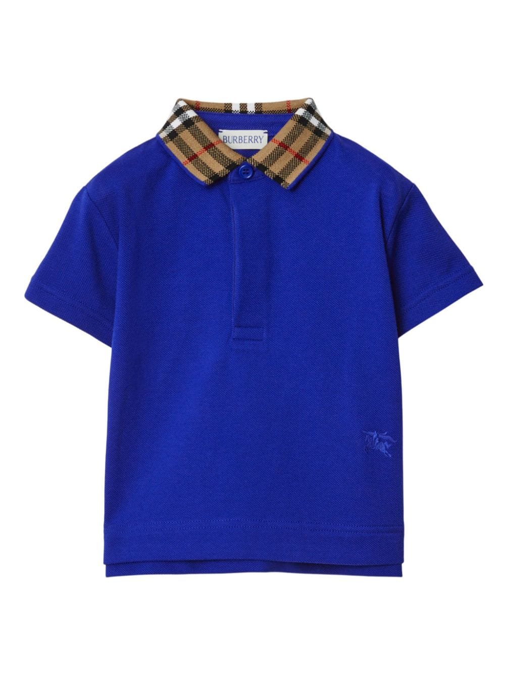 Burberry Kids check-collar cotton polo shirt - Blue von Burberry Kids