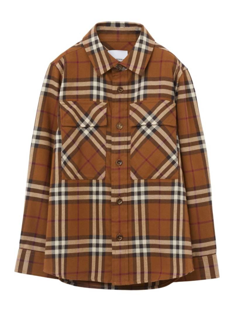 Burberry Kids check-pattern cotton shirt - Brown von Burberry Kids