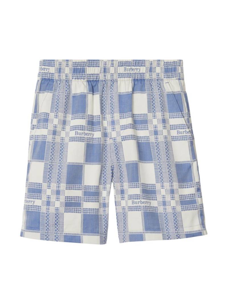 Burberry Kids check-pattern cotton shorts - Blue von Burberry Kids