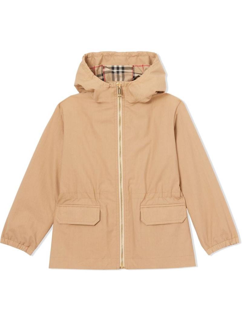 Burberry Kids check-pattern hooded jacket - Neutrals von Burberry Kids