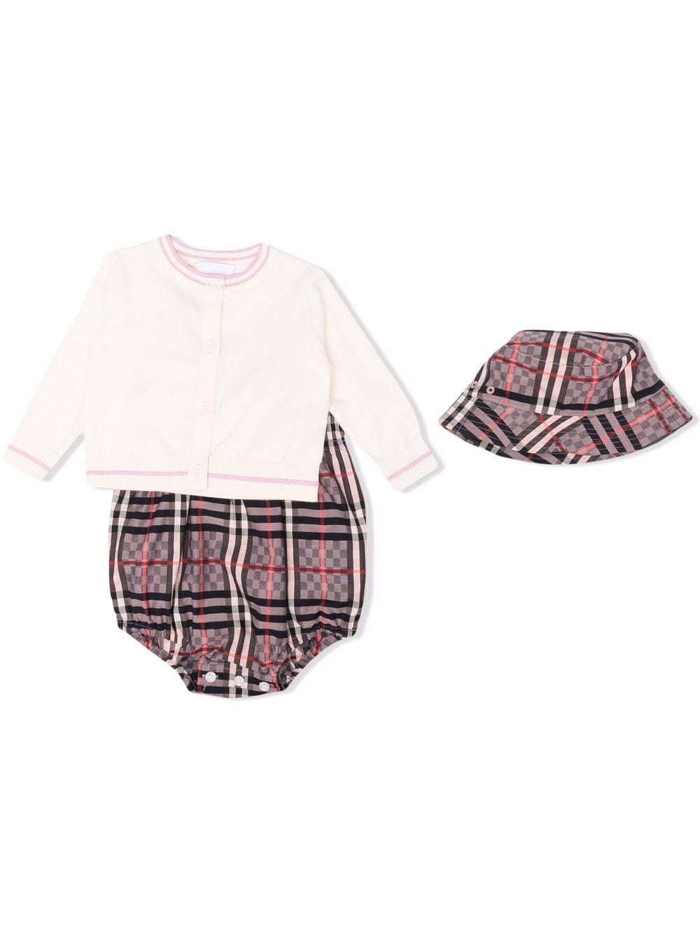 Burberry Kids check-pattern romper - Pink von Burberry Kids