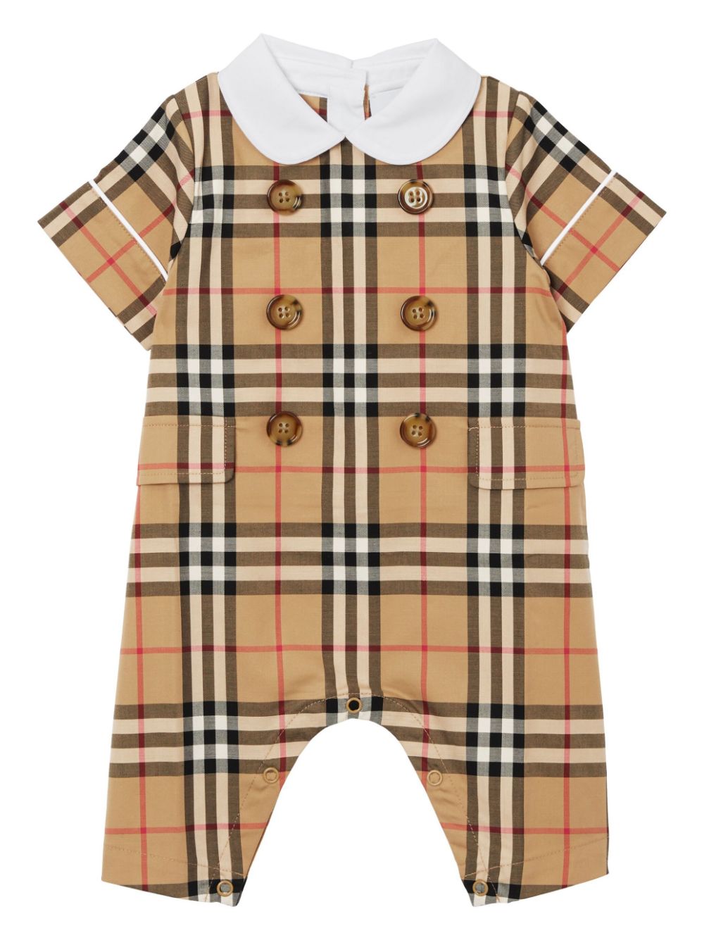 Burberry Kids check-pattern stretch-cotton romper - Brown von Burberry Kids