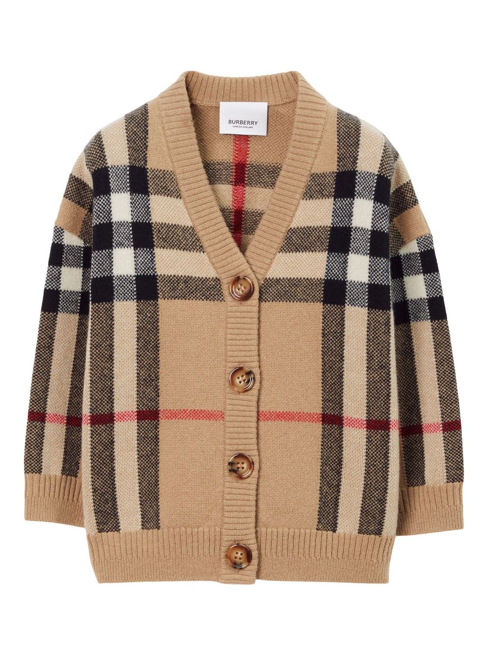 Burberry Kids check-print V-neck cardigan - Brown von Burberry Kids